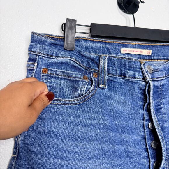 Levi's Womens Size 32 Ribcage Straight Ankle Medium Wash Denim Blue Casual - Picture 9 of 15